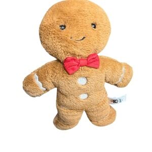Jellycat London Gingerbread Man Plush Red Bow Button Eyes Soft Toy Kids